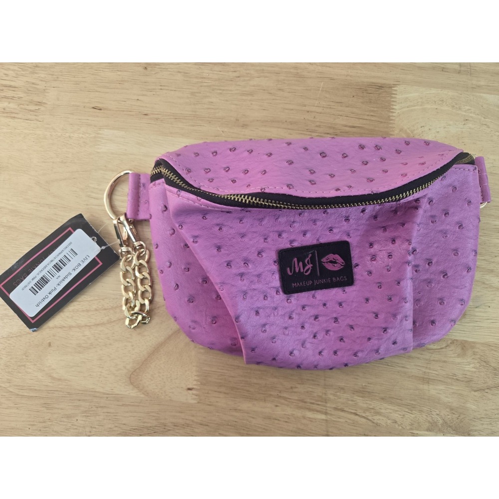 Make Up Junkie Sidekick Pink Ostrich Bag